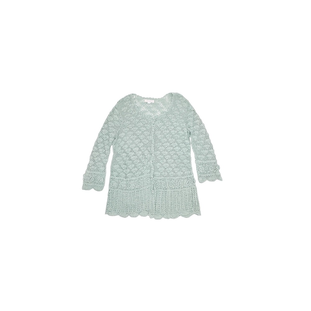 April Cornell Crochet Lace Cardigan XS Mint Green 100% Cotton Cottagecore‎
